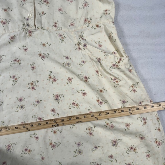 Vintage 90s Eddie Bauer Women XXL Linen Floral Maxi Dress Cream Short Sleeve - Picture 7 of 9